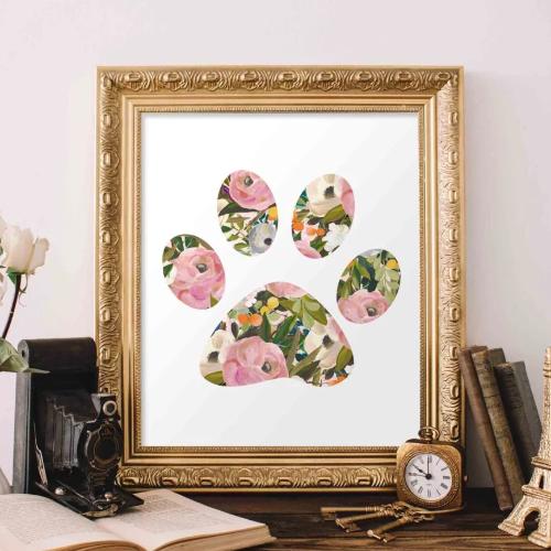 Floral Paw Print - Printable Art - Gracie Lou Printables
