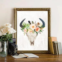 Floral Bull Skull - Printable - Gracie Lou Printables