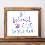 She Believed - Printable - Gracie Lou Printables