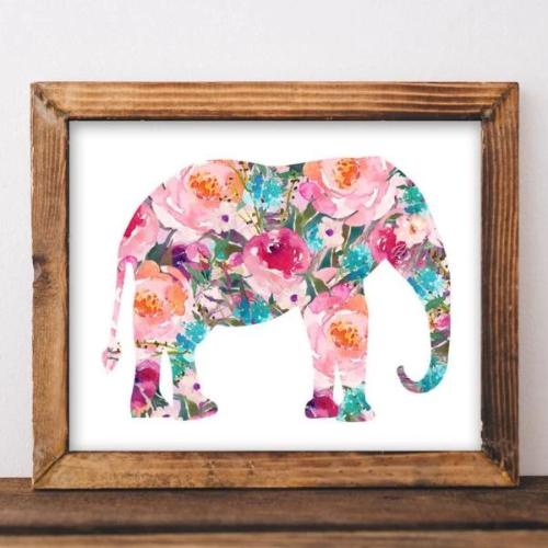 Floral Elephant - Printable - Gracie Lou Printables