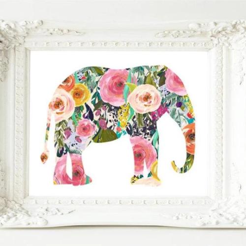 Floral Elephant - Printable - Gracie Lou Printables